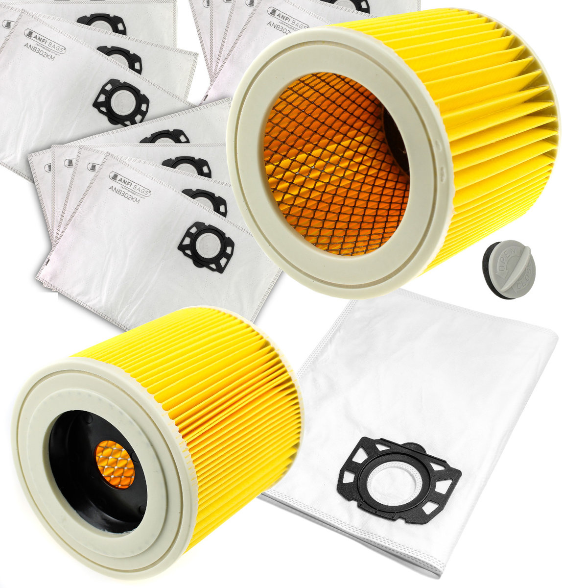 12x WORKI FILTR WZMOCNIONY DO ODKURZACZA KARCHER WD3 WD2 PLUS SE 4001 KWD