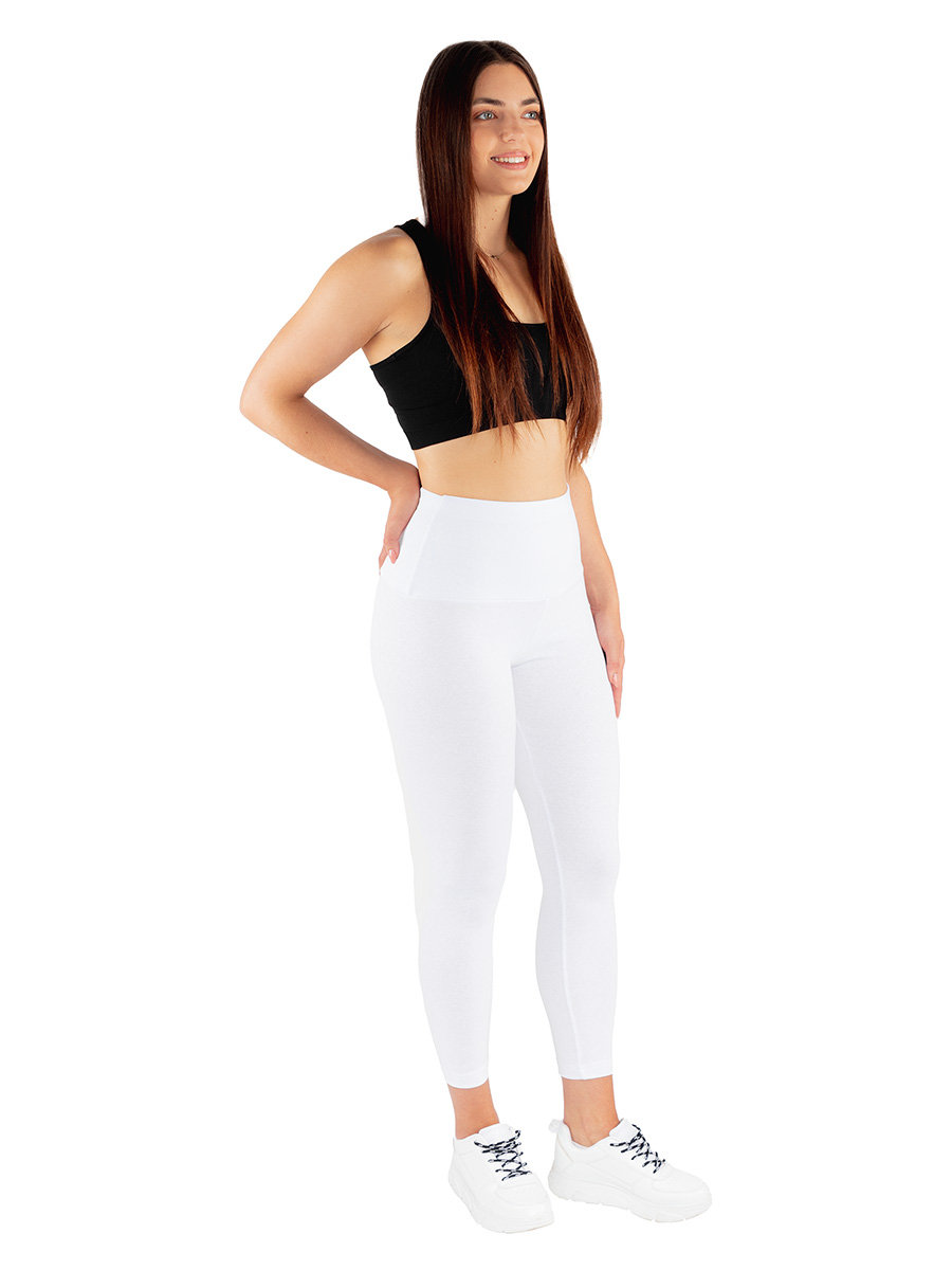 Damskie legginsy ocieplane z wysokim stanem białe Golden Queen r.2XL