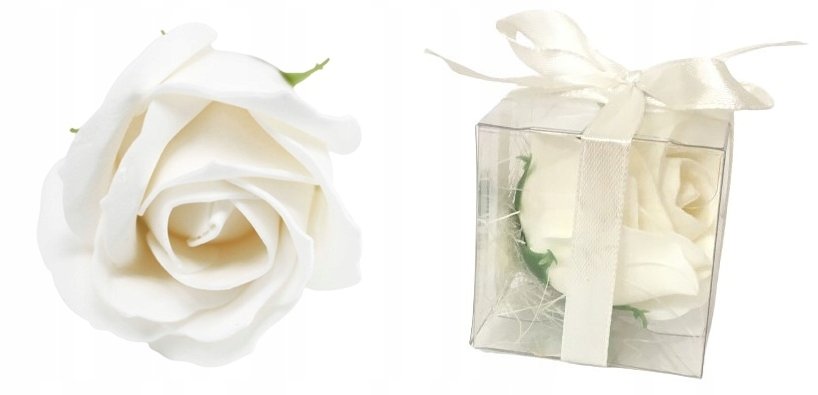 BIAŁA RÓŻA Z MYDŁA MYDLANA prezent dla gości ślub