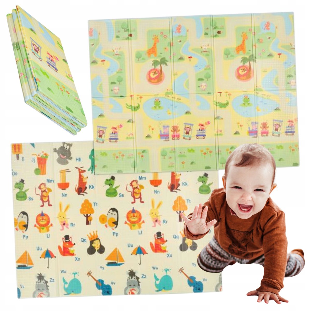 MATA DO ZABAWY dla dzieci DWUSTRONNA SKŁADANA dywan RACZKOWANIE 150x200 cm