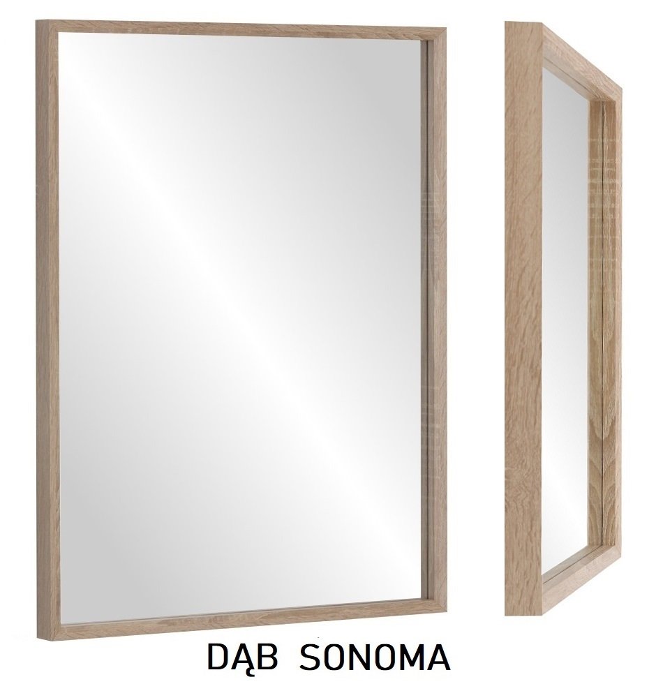 Lustro Profilmat 80x60cm wąska KASETONOWA rama DĄB SONOMA PREMIUM