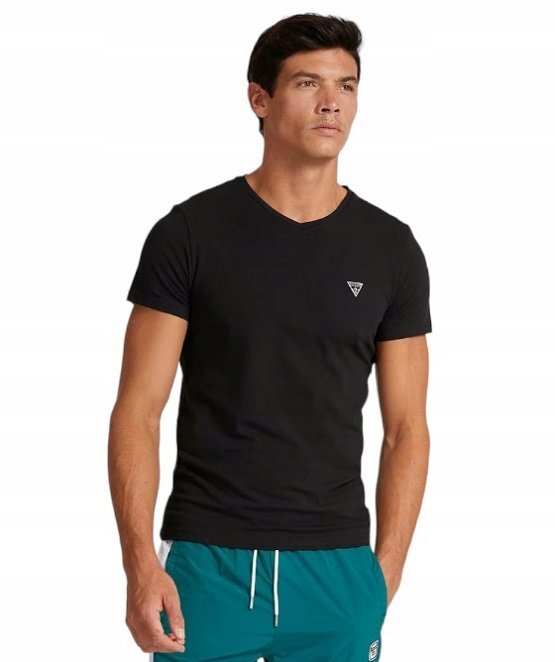GUESS KOSZULKA MĘSKA T-SHIRT CALEB HERO V NECK CZARNA r.XXL