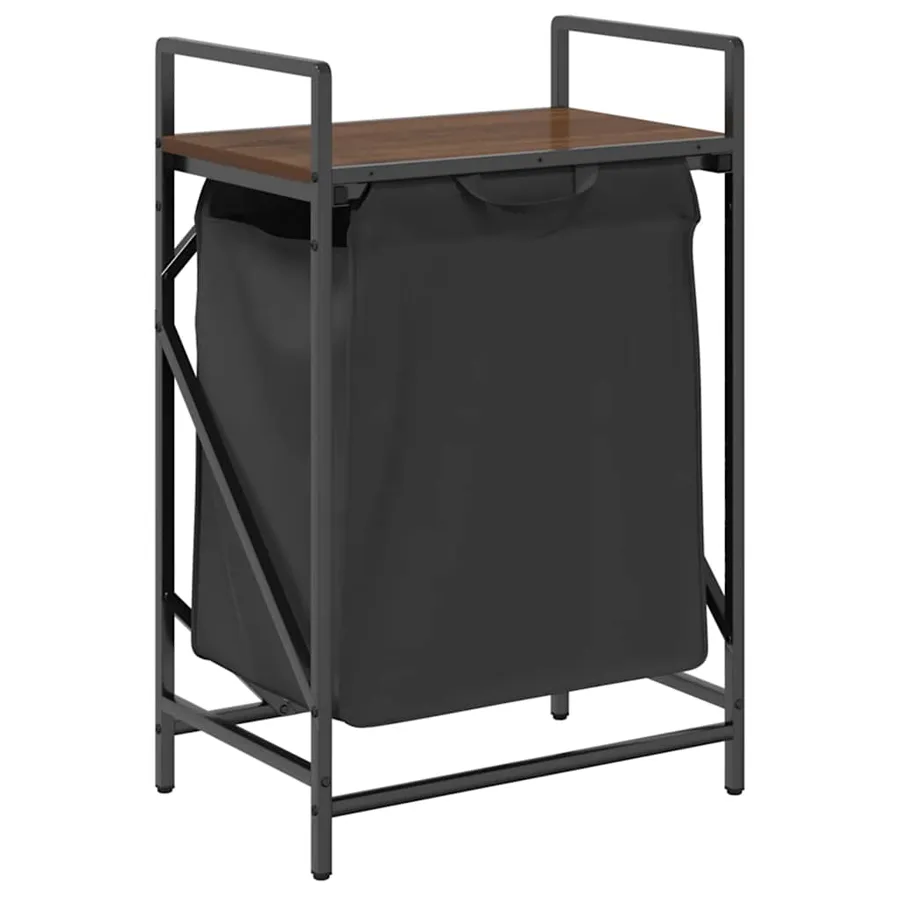 osz na pranie czarny z komorą i półką brązowy dąb E4-D05