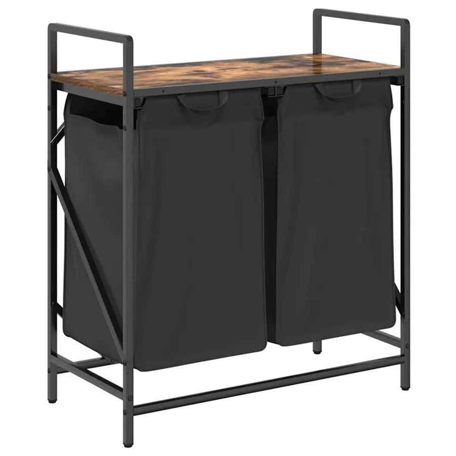 Materiałowy kosz na pranie z półką przydymiony dąb S1-H46