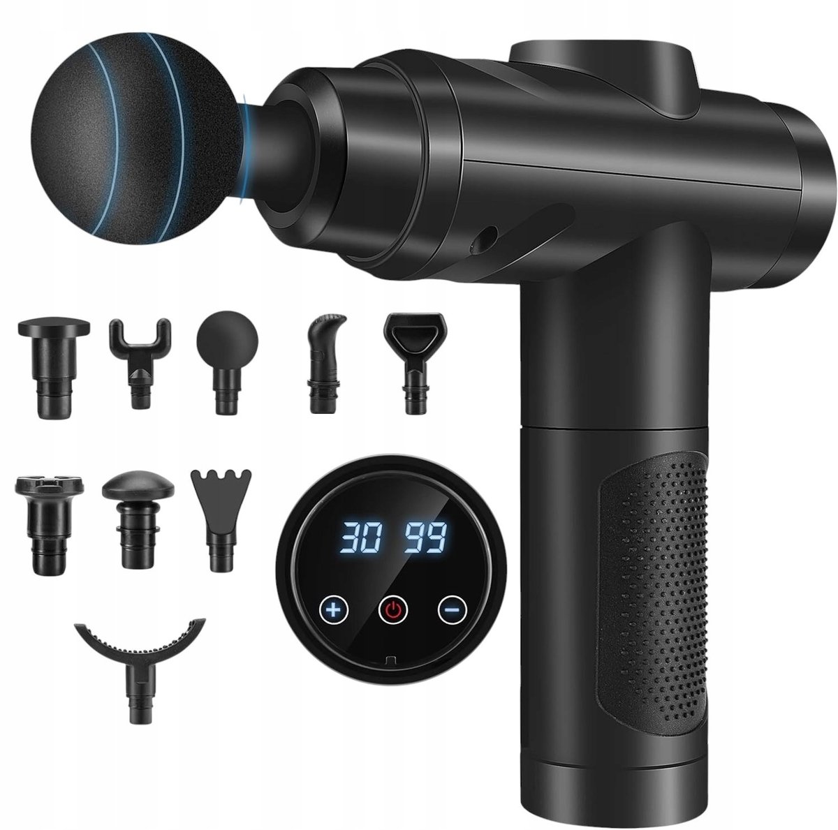 ZEROLIA Masażer Pistolet do Masażu Mięśni 30 Poziomów Prędkości 9 Głowic