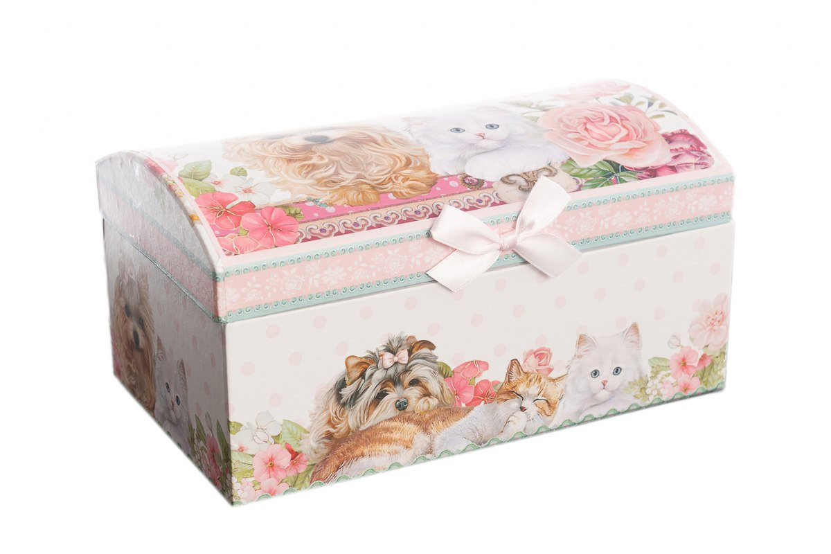 SZKATUŁKA NA BIŻUTERIĘ KARTONOWA Z LUSTERKIEM PIES