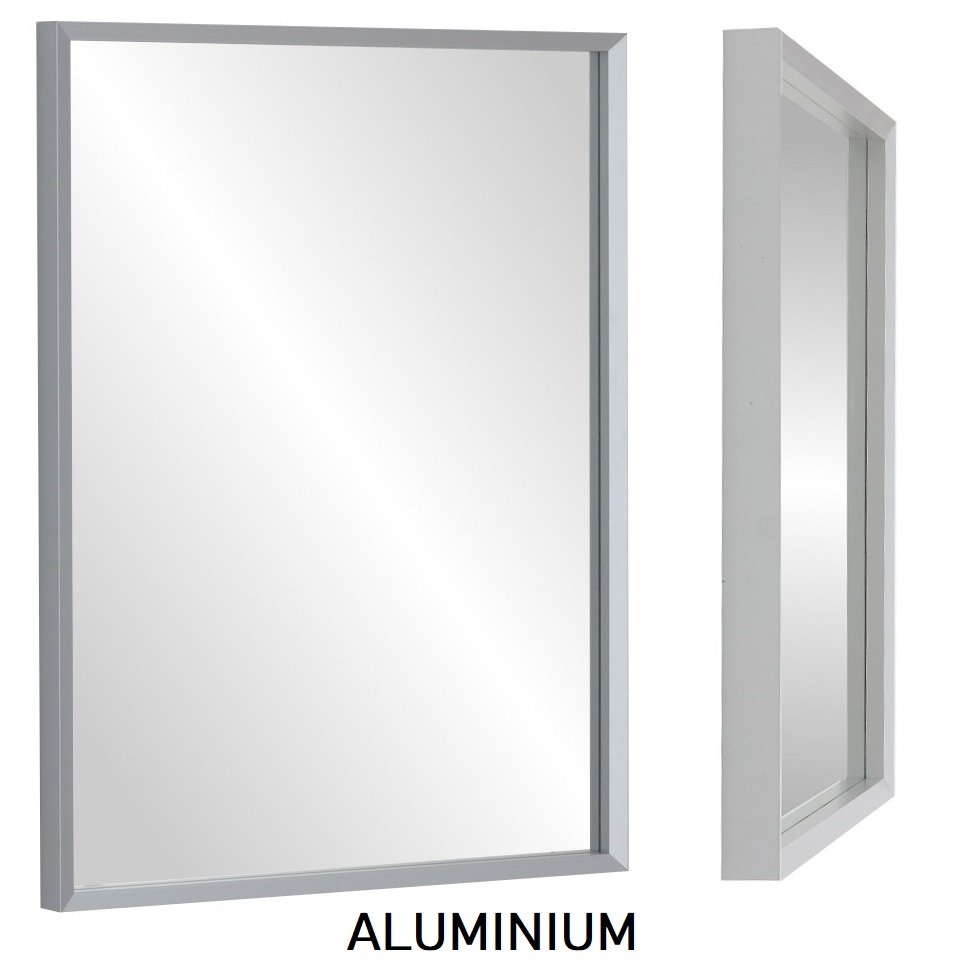 Lustro Profilmat 80x60cm wąska KASETONOWA rama ALUMINIUM, SREBRNA PREMIUM