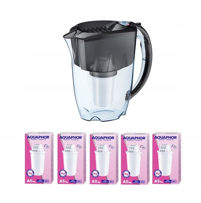 Dzbanek filtrujący Aquaphor Prestige 2.8 l z 6 wkładami A5 Mg, czarny