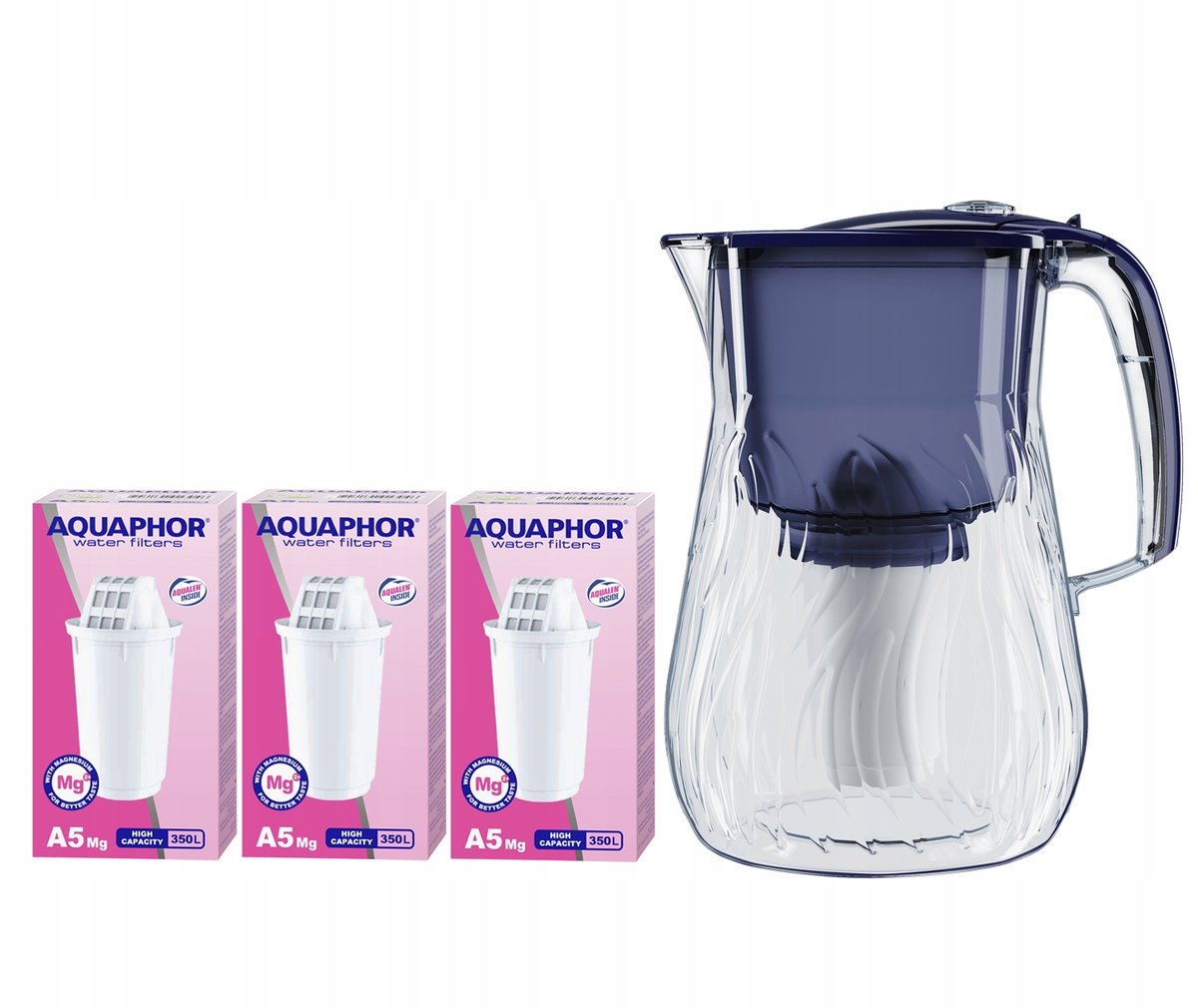 Dzbanek filtrujący Aquaphor Orleans 4.2l granatowy z 3 wkł. A5 Mg