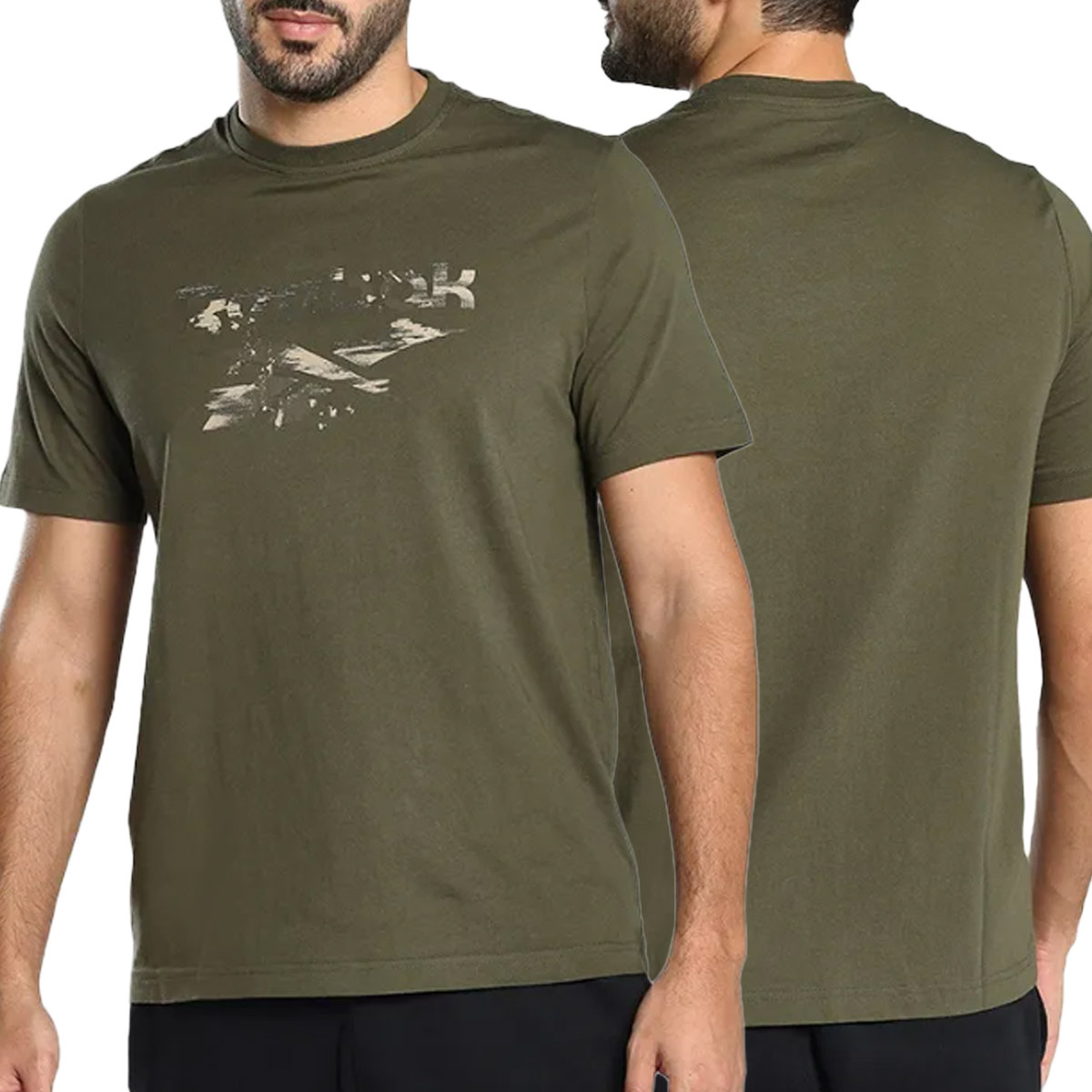 Reebok t-shirt męski khaki klasyczny koszulka bawełniana IM1565 L