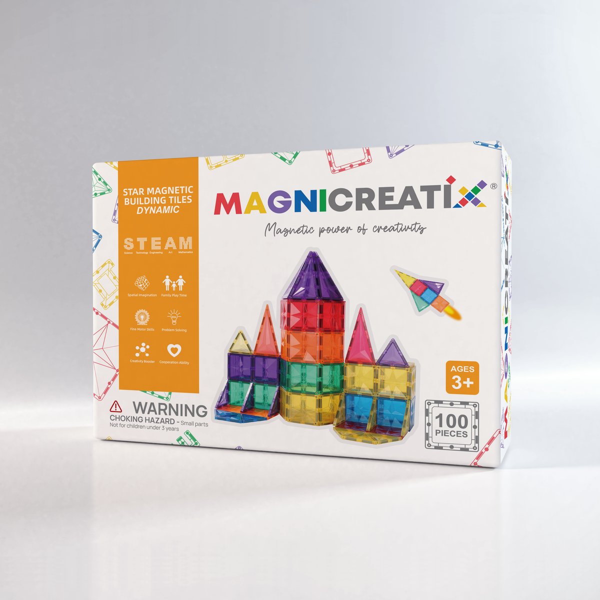 Klocki Magnetyczne Klasyczne 100 el. Zestaw startowy MAGNICREATIX