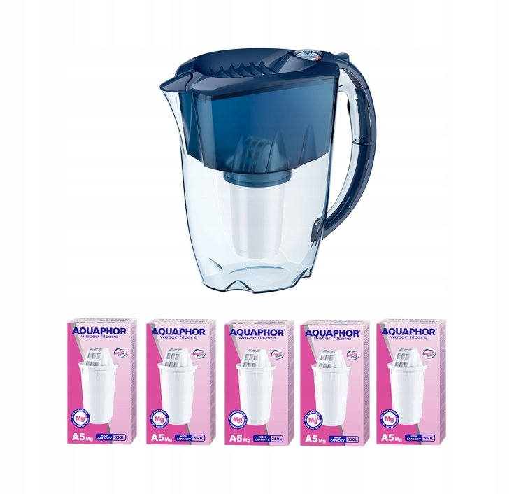 Dzbanek filtrujący Aquaphor Prestige 2.8 l z 6 wkładami A5 Mg, granatowy