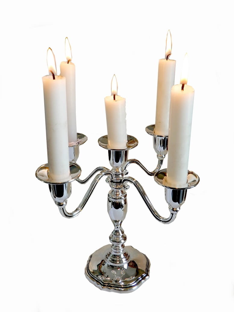 ŚWIECZNIK KANDELABR 5 ŚWIEC SREBRO OKAZJA PREZENT