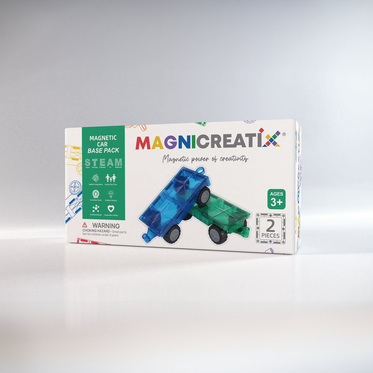 Klocki magnetyczne podwozie SAMOCHODOWE 2 szt. MAGNICREATIX