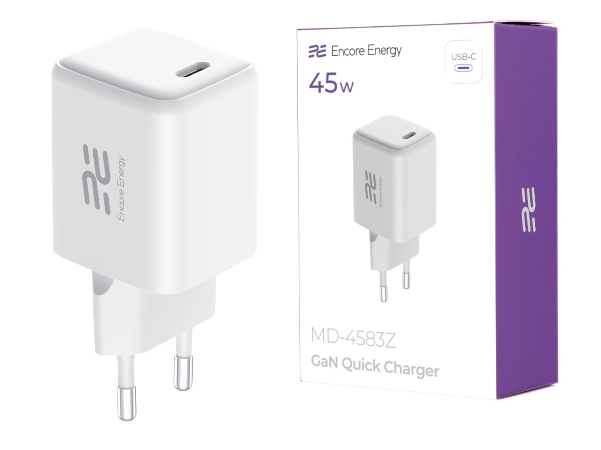 Nowa ładowarka sieciowa GaN USB-C 45W QC PD Encore Energy MD-4583Z