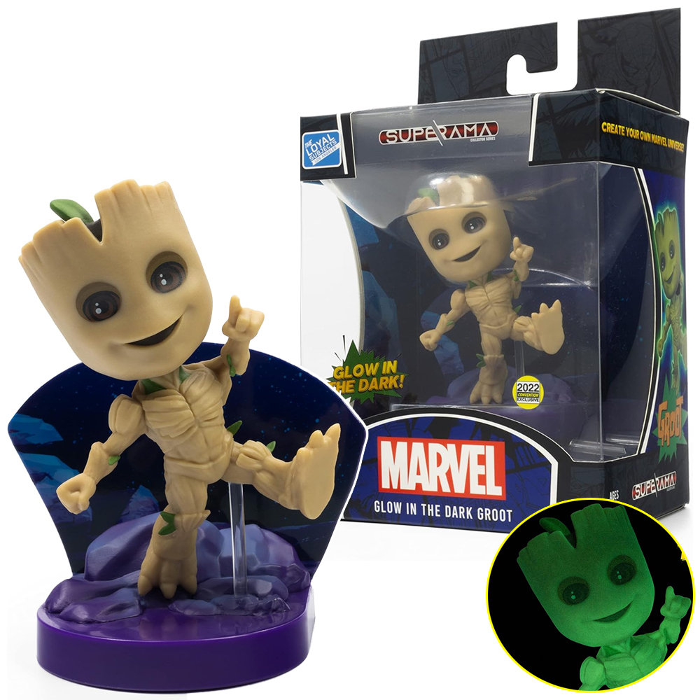 FIGURKA GROOT MARVEL ORYGINALNA ŚWIECĄCA W CIEMNOŚCI STOJAK KOLEKCJONERSKI