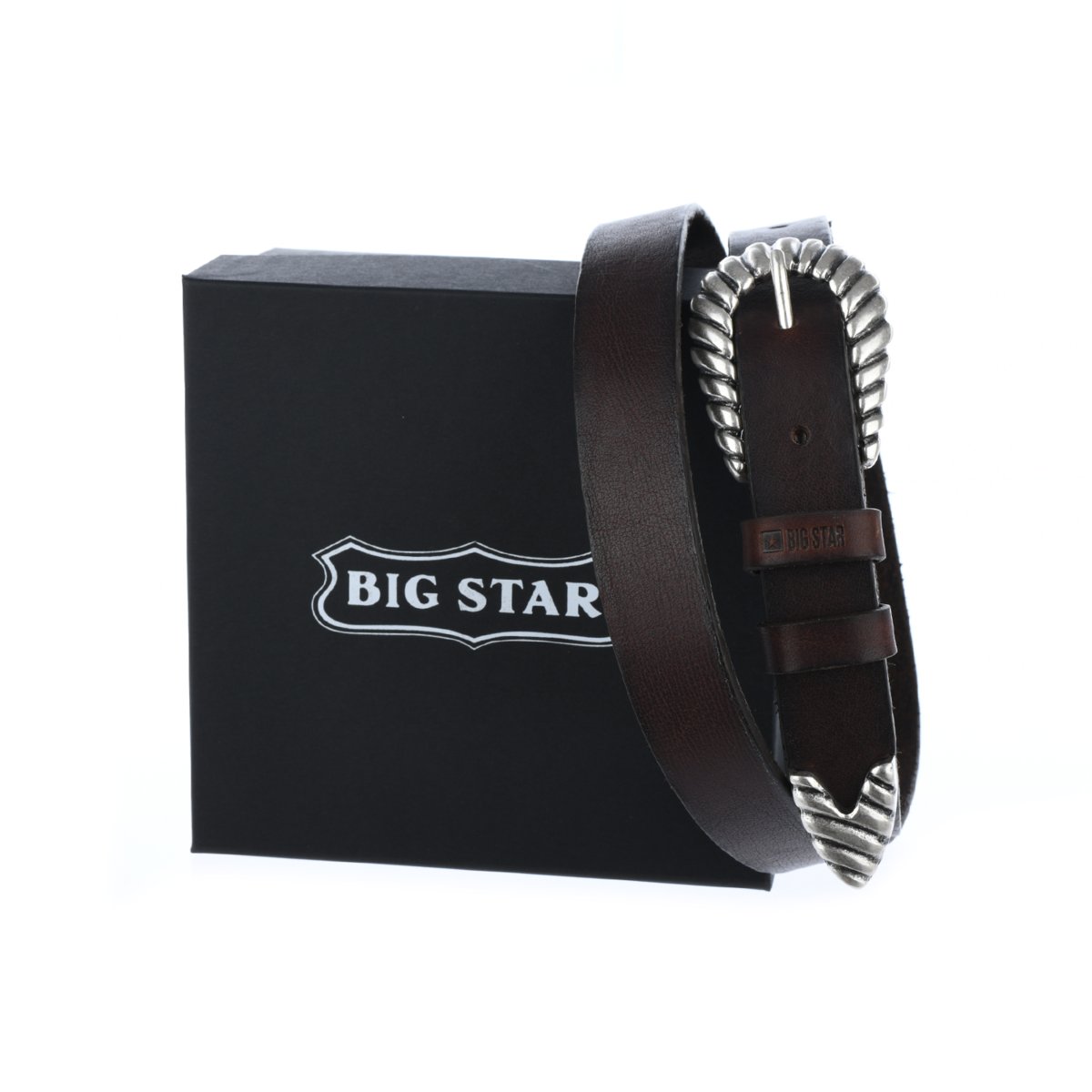 Pasek Skórzany Damski Big Star Do Spodni Brąz +Etui 100/115 Cm