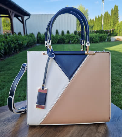 Torebka Menbur klasyczna elegancka praktyczna trójkolorowa
