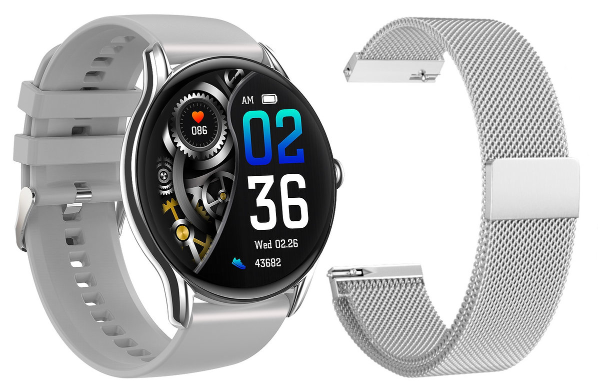 Nowy Smartwatch GlacierX Sphere Silver + Bransoleta mesh GX-SS36 BM