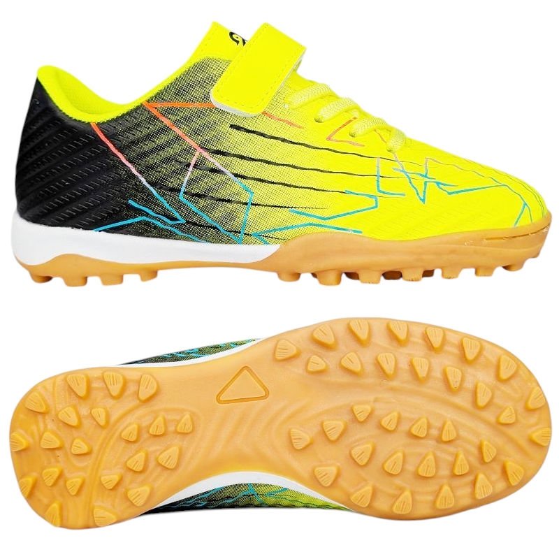 Turfy Buty Do Gry W Piłkę Nożną Wygodne Na Rzepy Lekkie Stabilne Trwałe Piłkarskie Dziecięce Miron Zielone 33