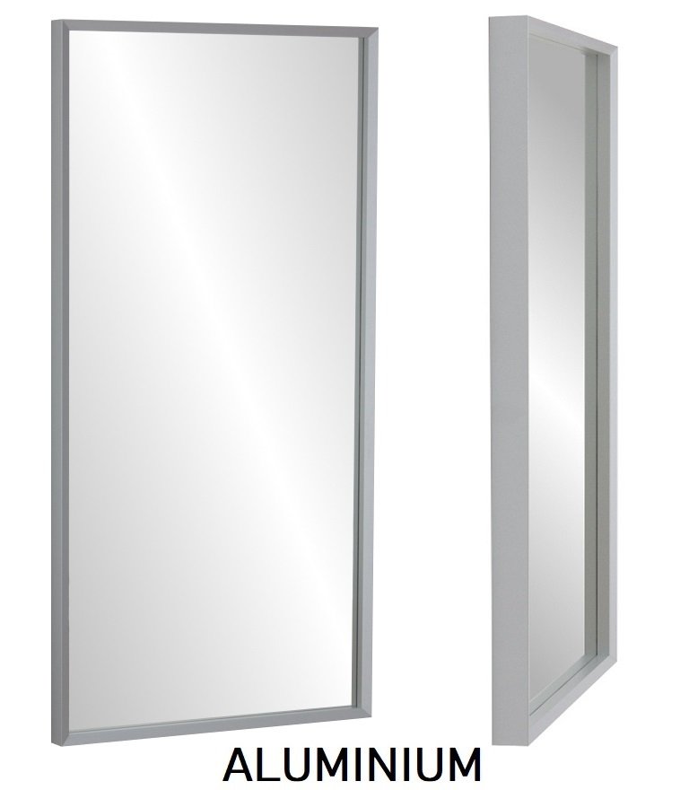 Lustro Profilmat 160x60cm wąska KASETONOWA rama ALUMINIUM, SREBRNA