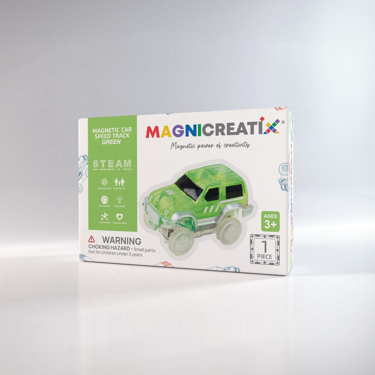 Klocki Magnetyczne SAMOCHÓD WYŚCIGOWY ZIELONY MAGNICREATIX