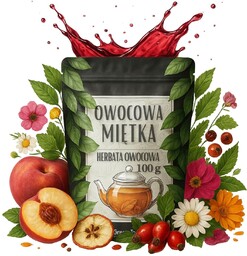 Owocowa miętka 100 g - herbata owocowa smak lata mięta róża nagietek