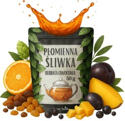 Płomienna śliwka 50 g - herbata owocowa chmiel jałowiec płatki róży pieprz