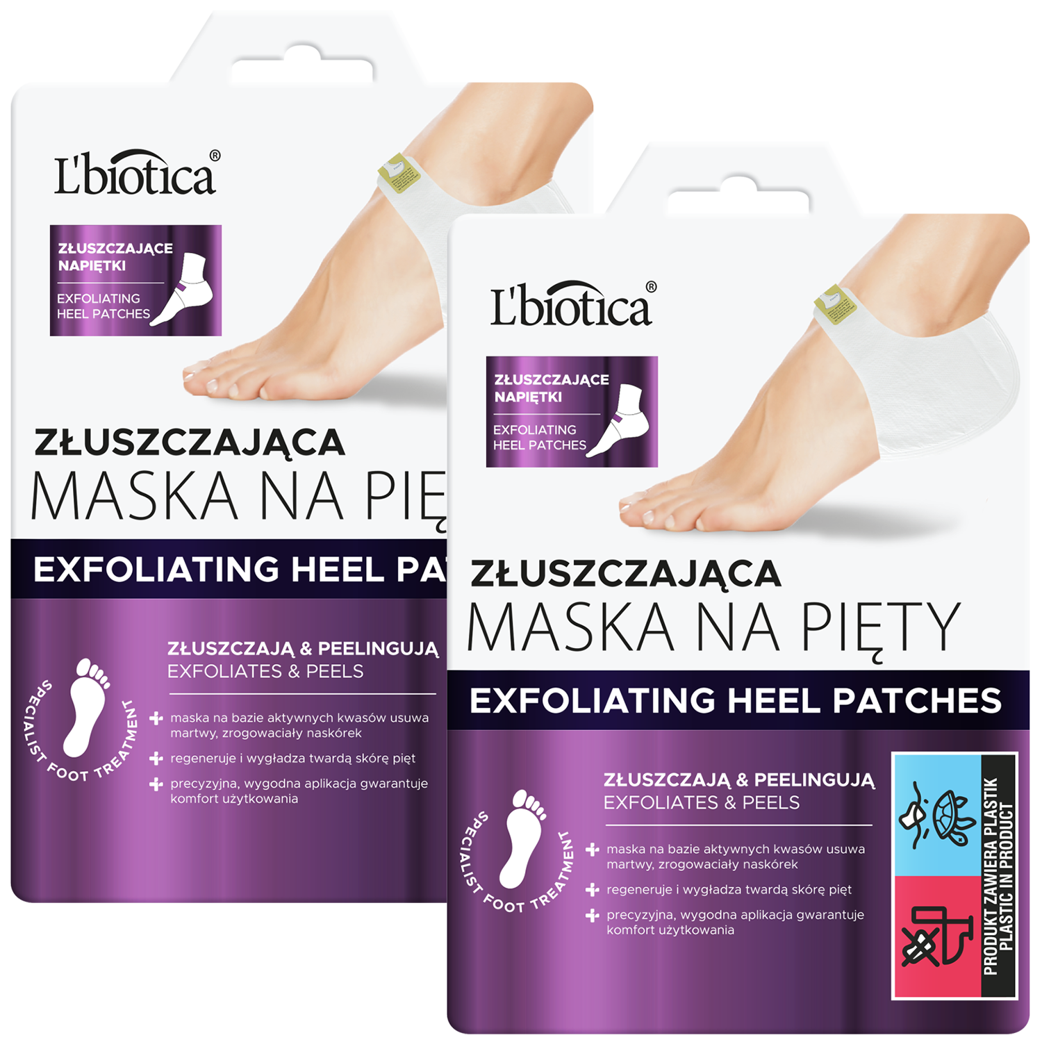 Zestaw L'Biotica, maska złuszczająca na pięty, złuszczające napiętki, 2 x 18 g
