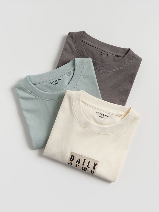 Reserved - Bawełniany t-shirt 3 pack - jasnoniebieski