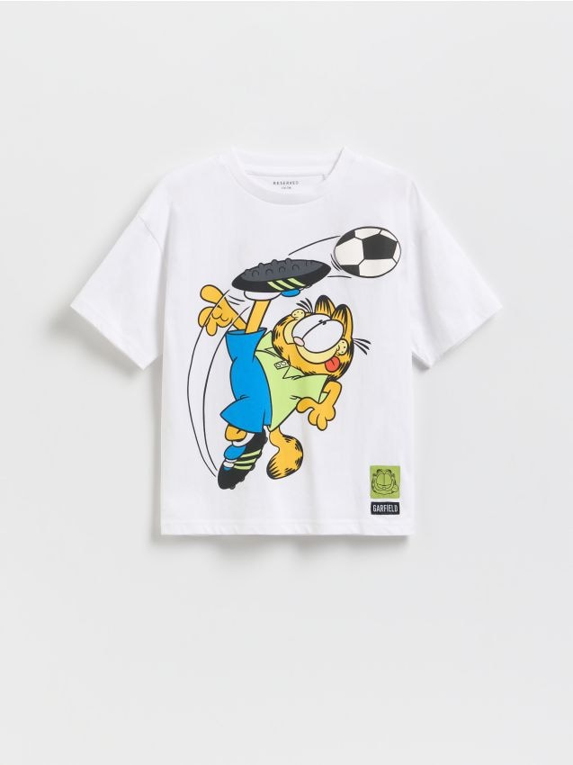 Reserved - T-shirt GARFIELD - biały