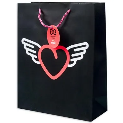 Torba Prezentowa Serce Czarna Outlet
