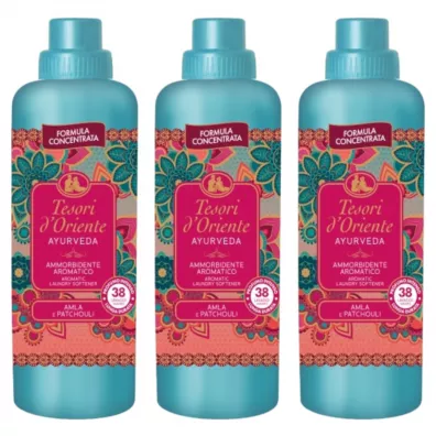 Tesori d'oriente Płyn do płukania tkanin Ayurveda (38 prań) Zestaw 3 x 760 ml
