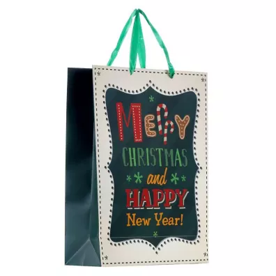 Toreba Prezentowa Merry Christmas Vintage Zielona Outlet