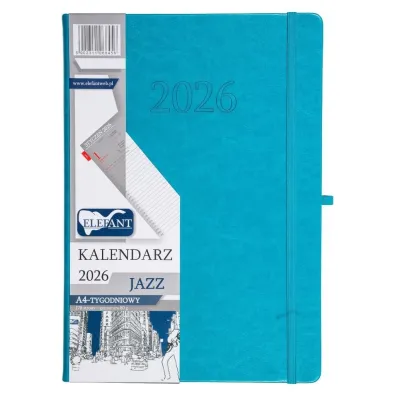 Kalendarz 2026 A4 tygodniowy Jazz turkusowy