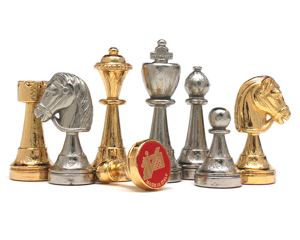 ITALIAN CHESS PIECES STAUNTON Gold/Silver