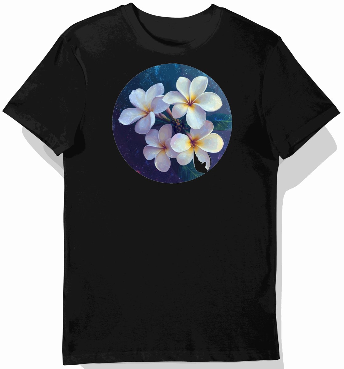 Koszulka męska czarna z motywem kwiatów plumerii 3XL
