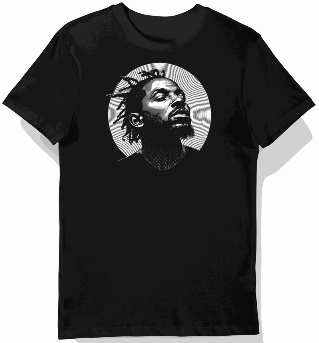 Koszulka męska czarna z nadrukiem hip-hopowym artysty Kendrick Lamar S