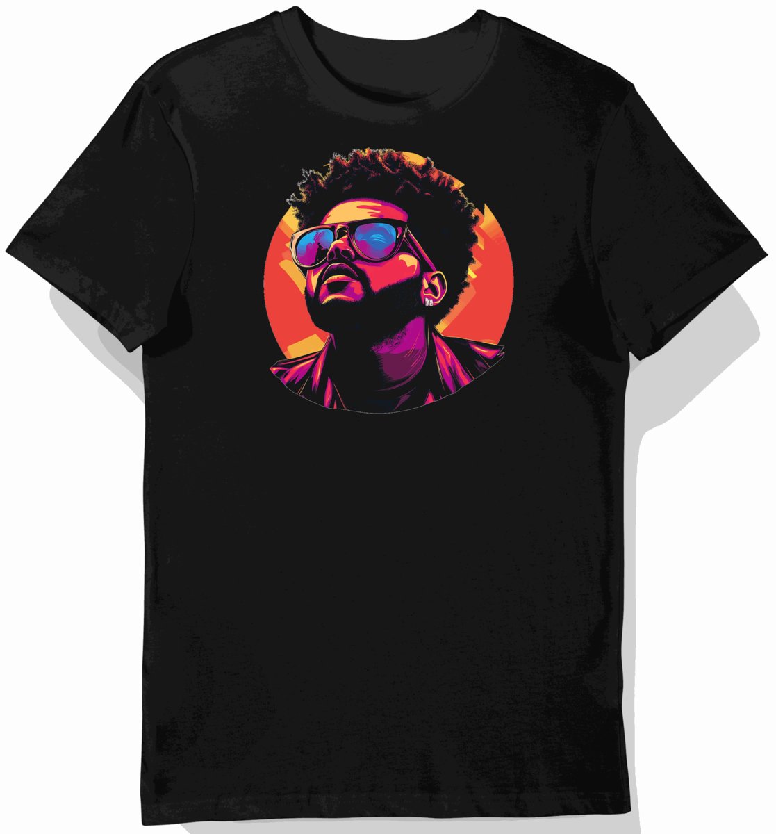 Koszulka męska czarna z grafiką artysty The Weeknd L
