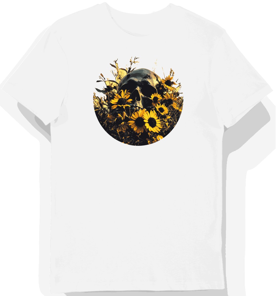 Koszulka męska biała z motywem horroru kwiatowego M