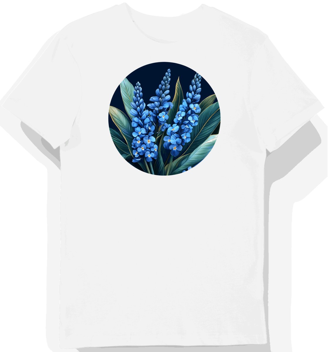 Koszulka męska biała z nadrukiem tropikalnych roślin i kwiatów M