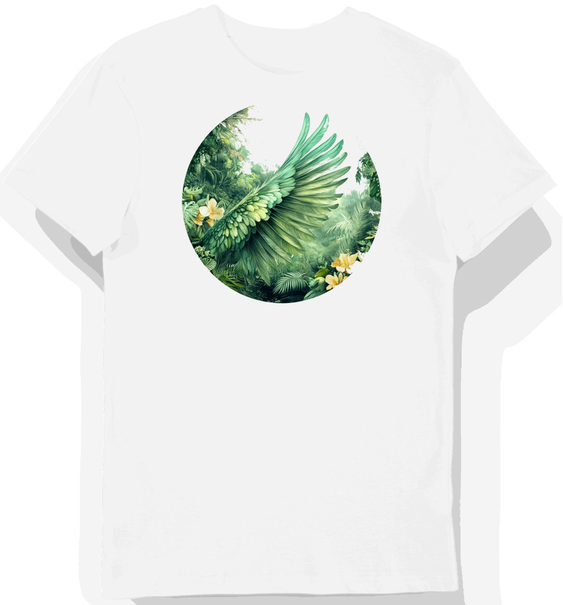 Koszulka męska biała z motywem tropikalnych kwiatów L