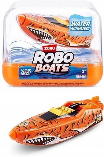 ZURU ROBO ALIVE Interaktywna pływająca łódka aktywowana wodą POMARAŃCZ
