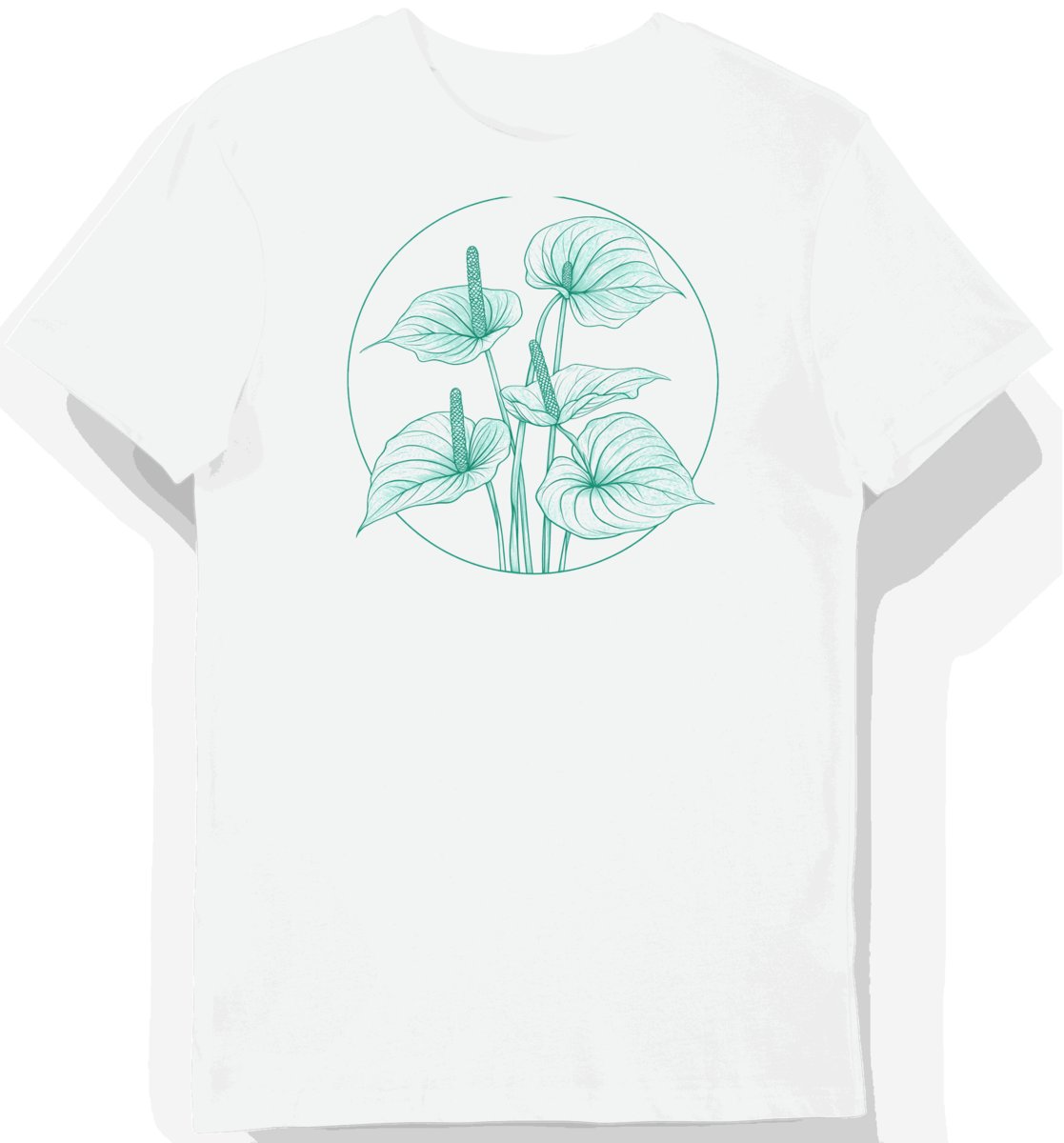Koszulka męska biała z motywem tropikalnych kwiatów anthurium S