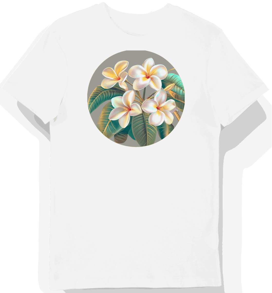 Koszulka męska biała z motywem tropikalnych kwiatów XXL