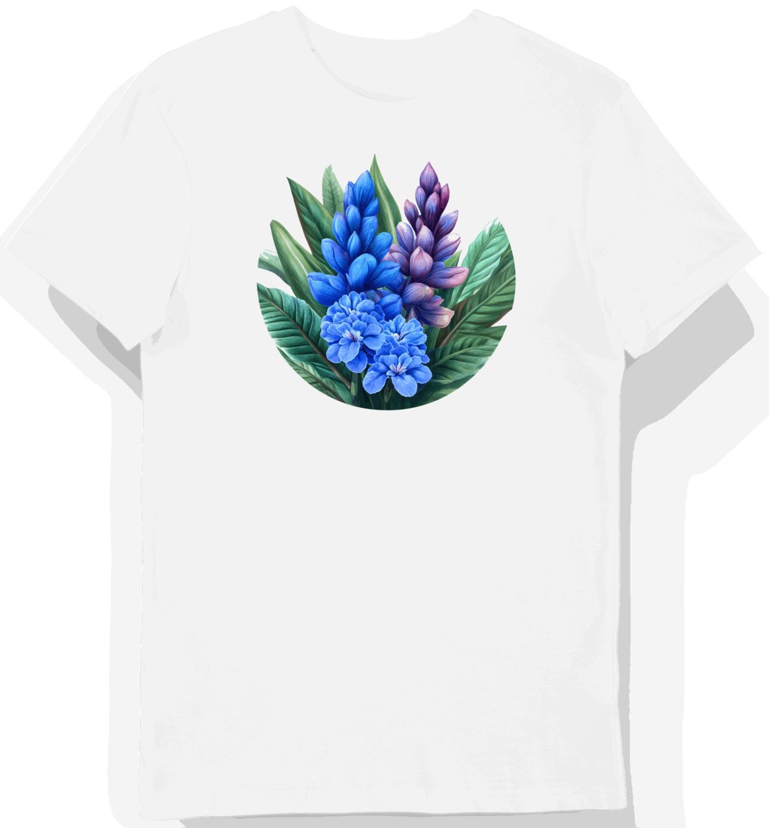 Koszulka męska biała z motywem tropikalnych kwiatu XXL