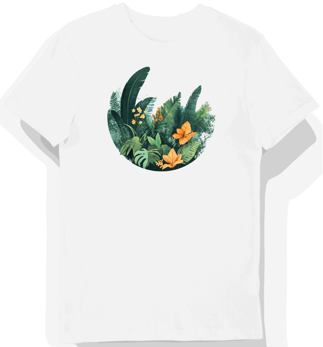 Koszulka męska biała z motywem tropikalnych kwiatów XXL