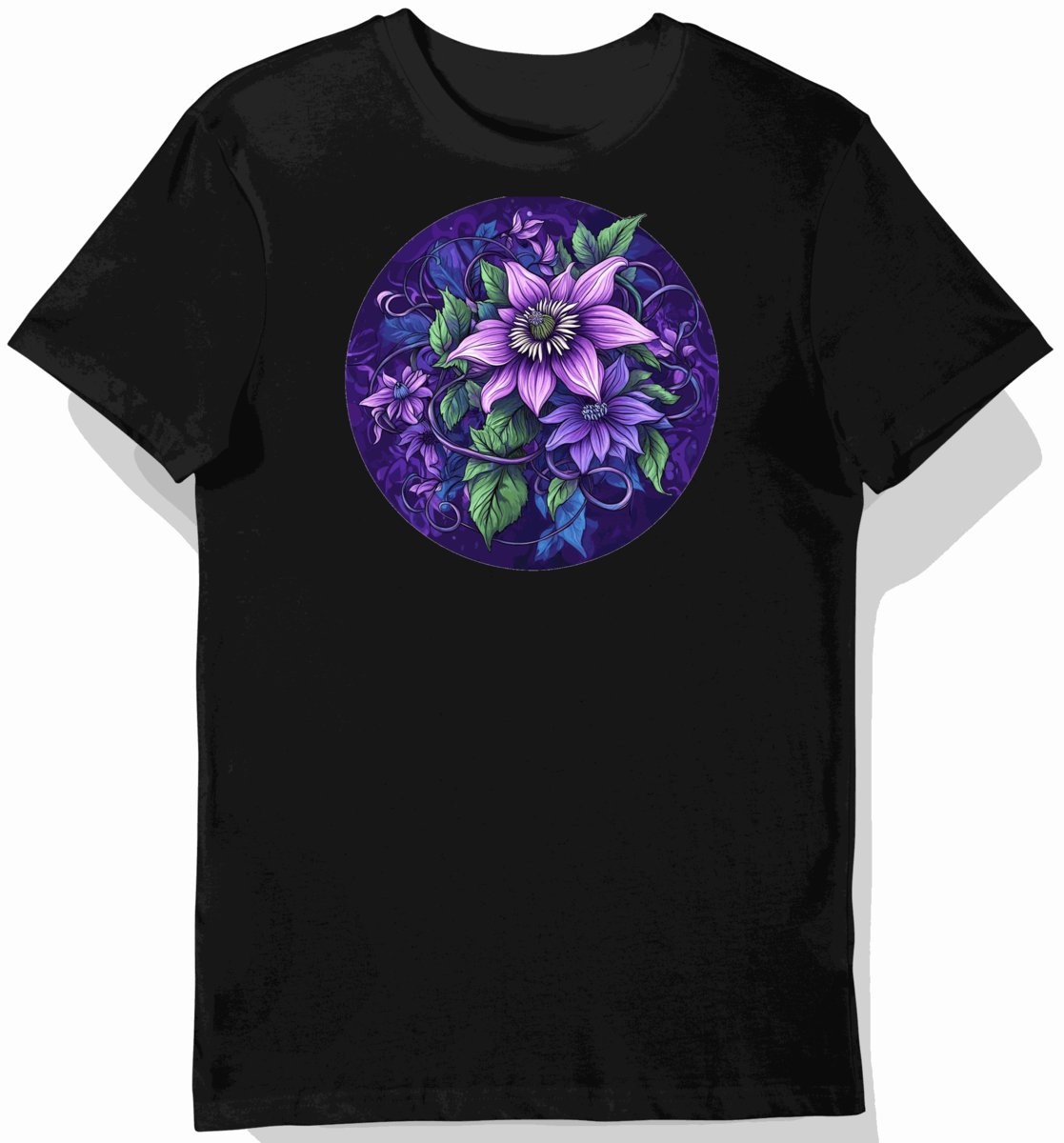 Koszulka męska czarna z nadrukiem tajemniczego kwiatu pasji XL