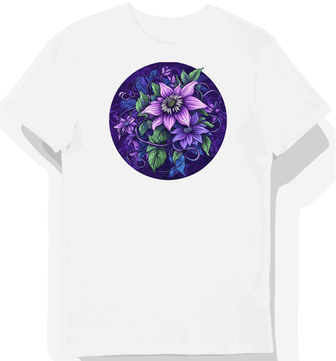 Koszulka męska biała z nadrukiem Kwiatu Passiflory S