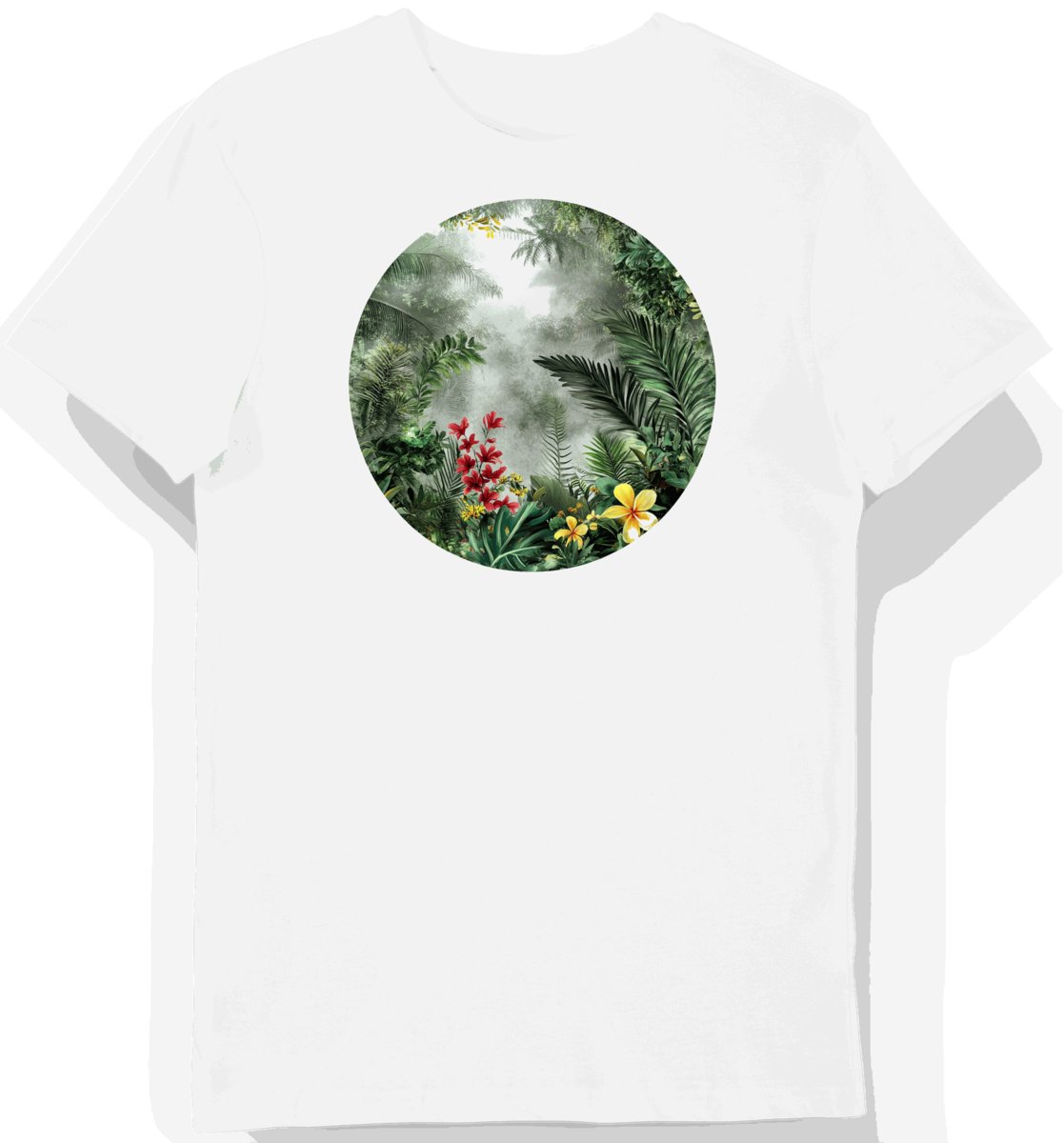 Koszulka męska biała z motywem tropikalnych kwiatów S
